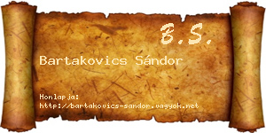 Bartakovics Sándor névjegykártya
