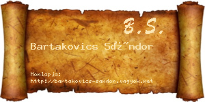 Bartakovics Sándor névjegykártya