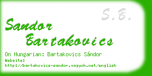 sandor bartakovics business card